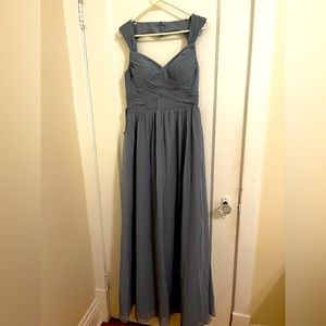 Azazie bridesmaids dress. Dusty Blue. Style- Raine.